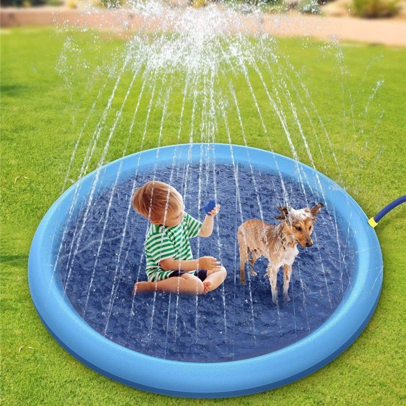 Non Slip Splash Pad for Kids and Dogs Outdoor Water Play Mat with Fountain Spray