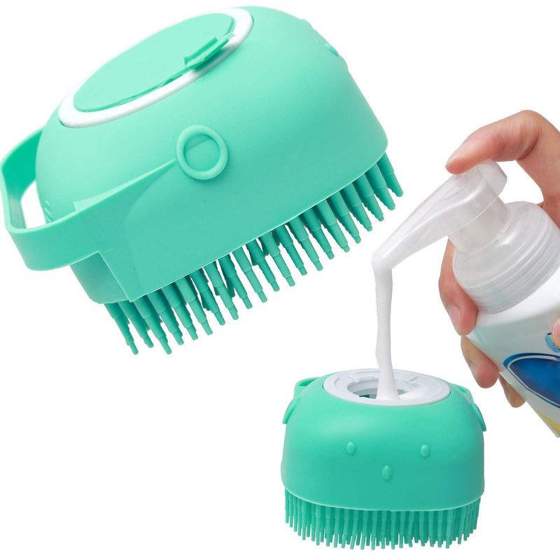 Pet Shampoo Massage Brush for Dogs and Cats with Soft Silicone Bristles