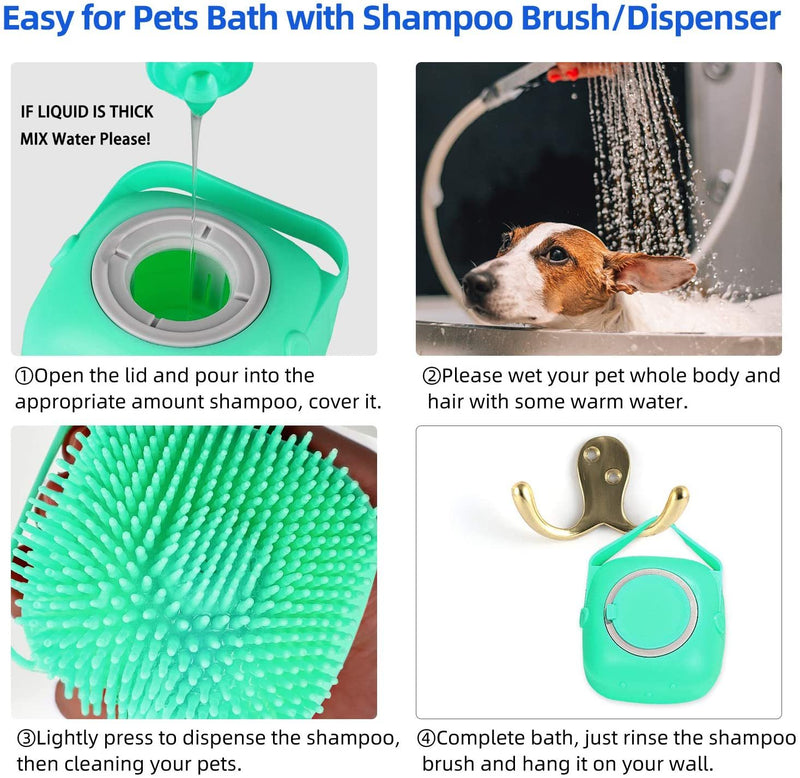 Pet Shampoo Massage Brush for Dogs and Cats with Soft Silicone Bristles