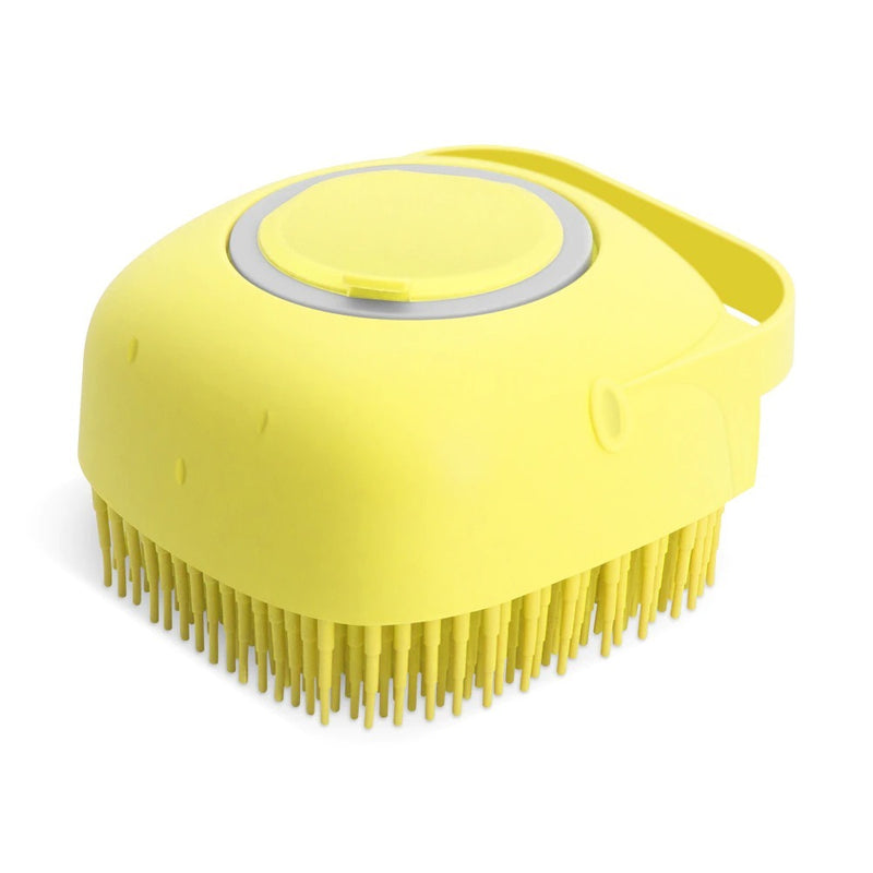 Pet Shampoo Massage Brush for Dogs and Cats with Soft Silicone Bristles