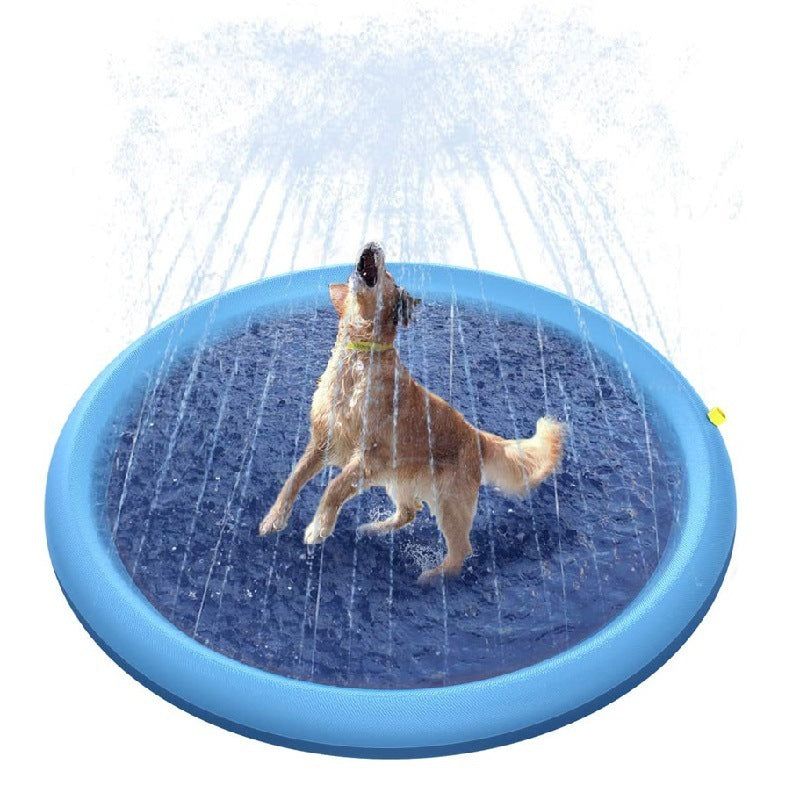 Non Slip Splash Pad for Kids and Dogs Outdoor Water Play Mat with Fountain Spray