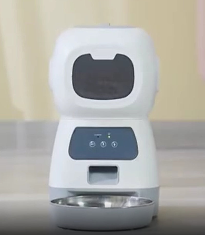 Smart App Pet Feeder with Stainless Steel Bowl and Voice Recording for Cats and Dogs