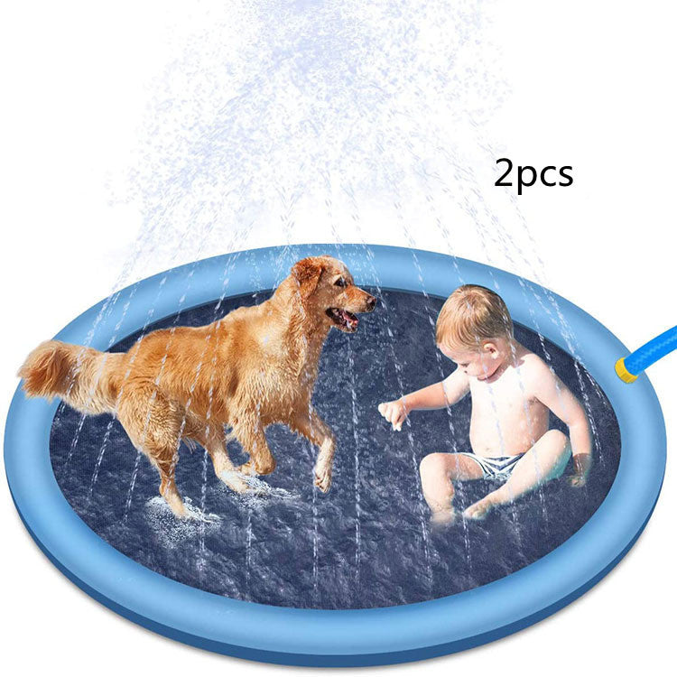 Non Slip Splash Pad for Kids and Dogs Outdoor Water Play Mat with Fountain Spray
