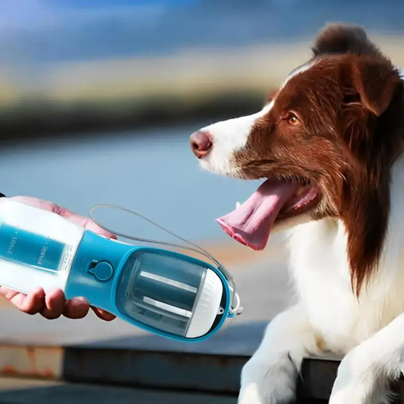 Portable Dog Water Bottle with Food Container and Waste Bag Holder