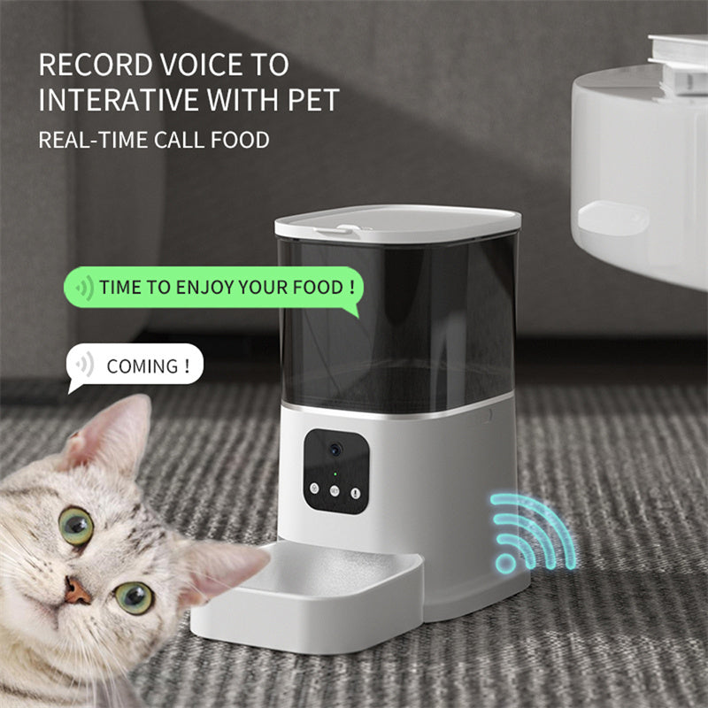 Smart Automatic Pet Feeder with App Control Timer and Voice Recorder for Dogs and Cats