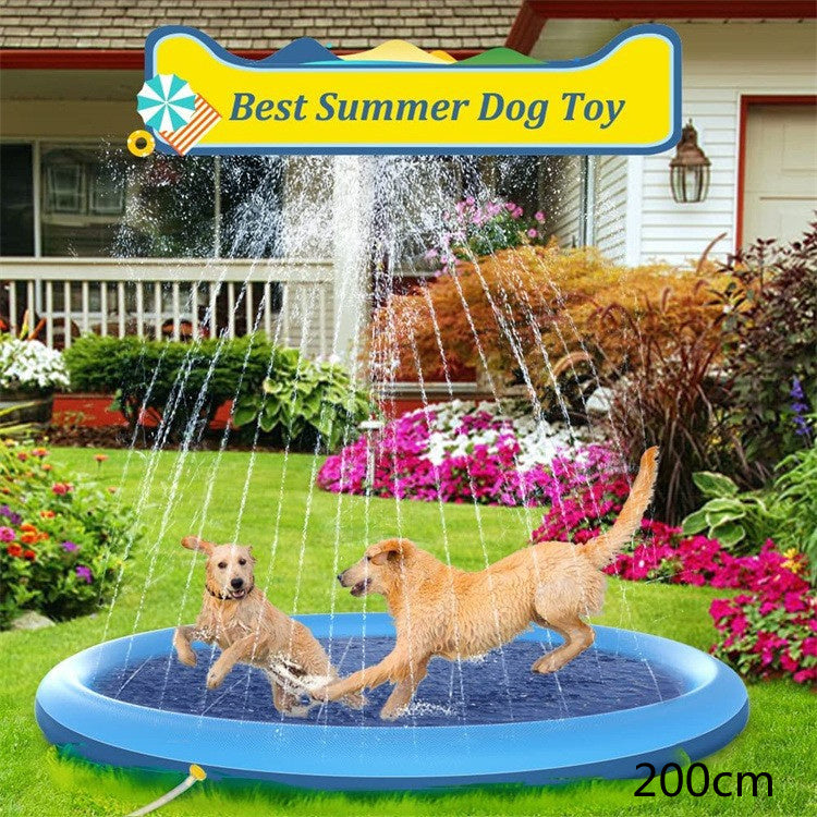 Non Slip Splash Pad for Kids and Dogs Outdoor Water Play Mat with Fountain Spray