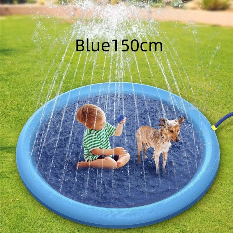 Non Slip Splash Pad for Kids and Dogs Outdoor Water Play Mat with Fountain Spray