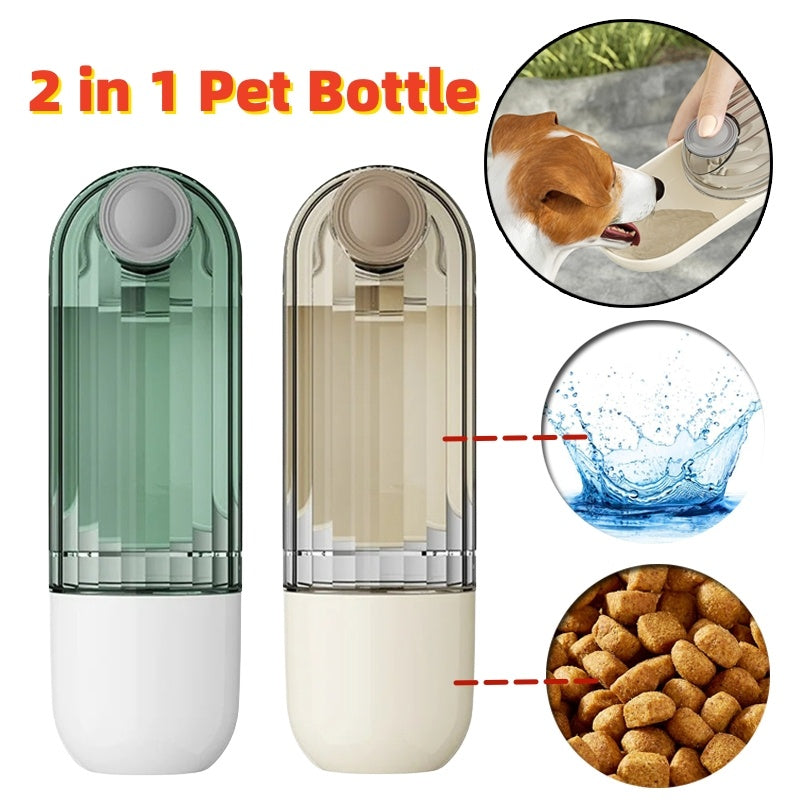 Two in One Pet Water and Food Cup for Dogs Portable Travel Drinking Bottle