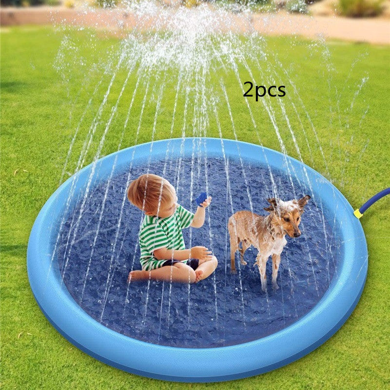 Non Slip Splash Pad for Kids and Dogs Outdoor Water Play Mat with Fountain Spray