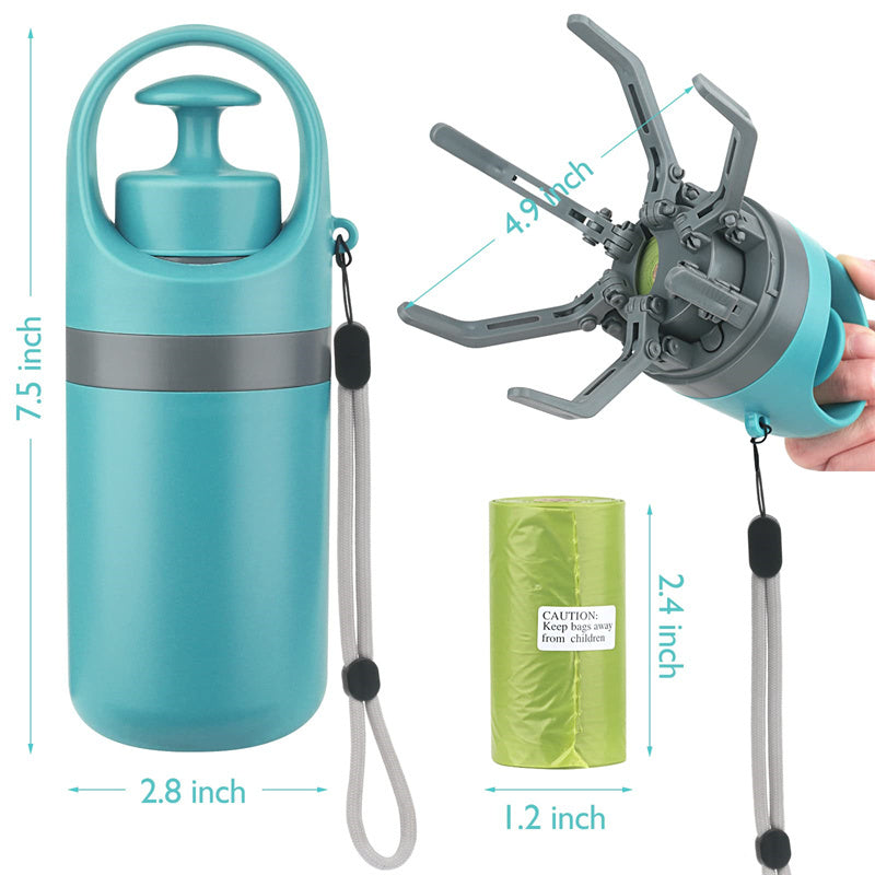 Portable Dog Pooper Scooper with Bag Dispenser and Eight Claw Shovel Design