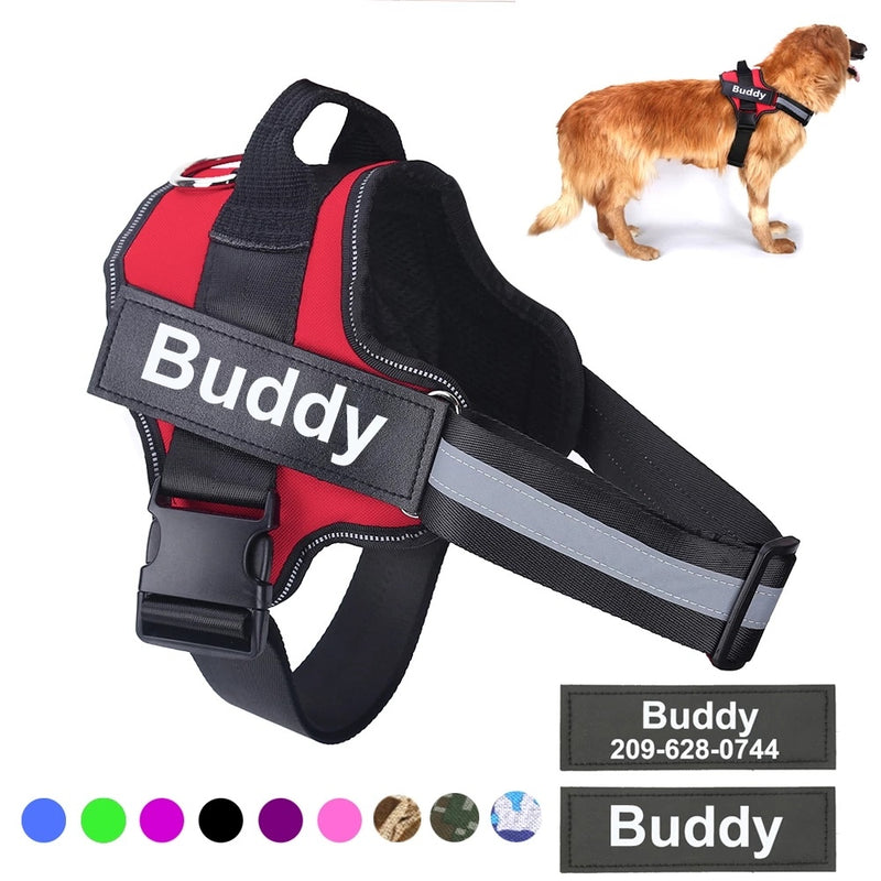 Personalized No Pull Dog Harness with Reflective Adjustable Vest and Custom Patch for All Dog Sizes