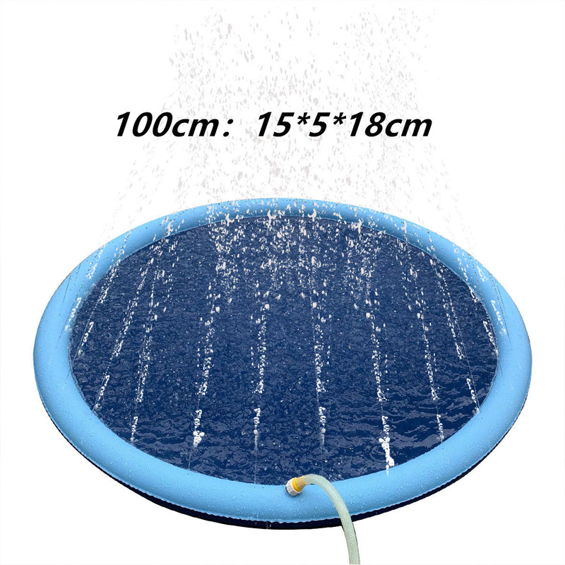 Non Slip Splash Pad for Kids and Dogs Outdoor Water Play Mat with Fountain Spray