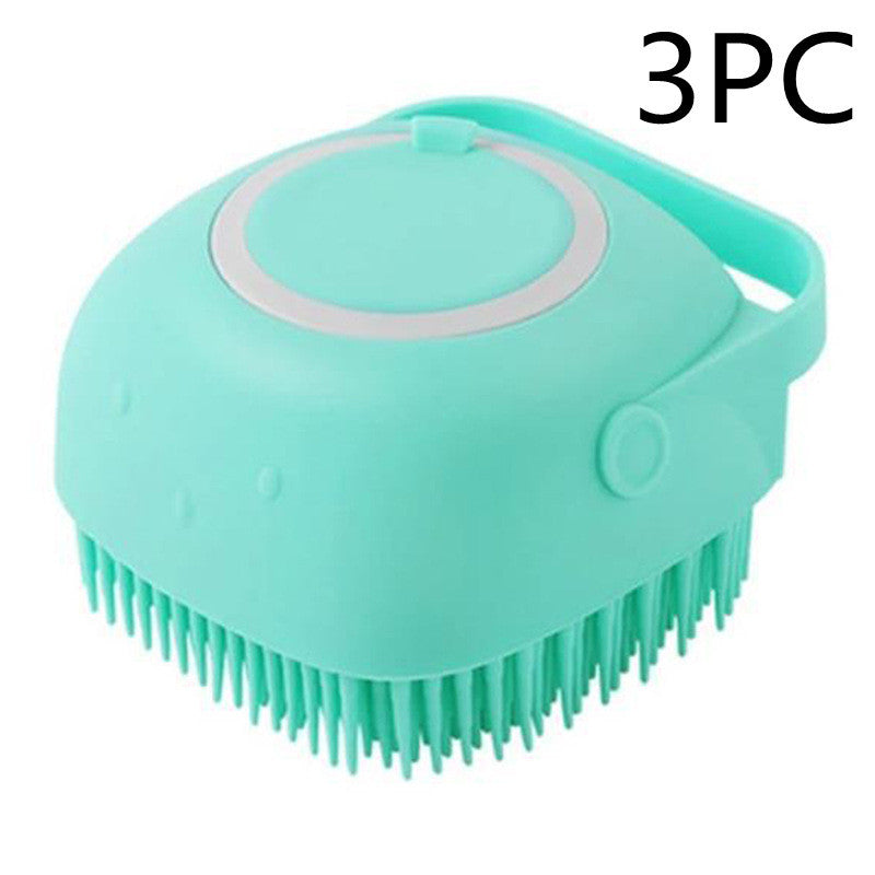 Silicone Pet Bath Massage Glove Brush for Dogs and Cats with Shampoo Dispenser