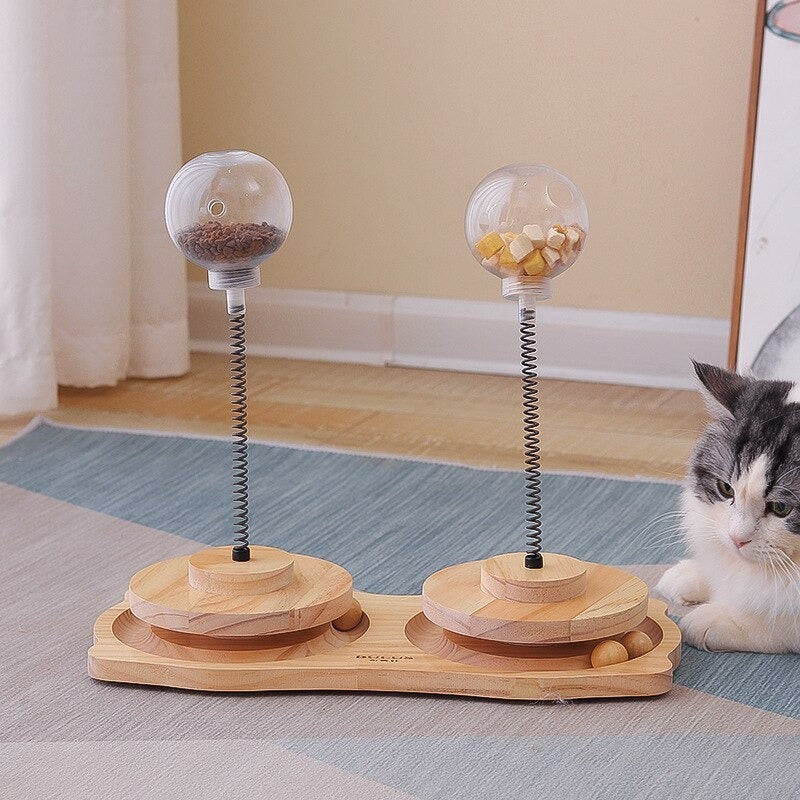 Cat Treat Dispenser Toy with Catnip and Spring Design for Cats and Small Dogs