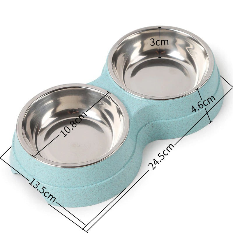 Double Pet Bowls for Dogs and Cats with Stainless Steel Food and Water Dishes