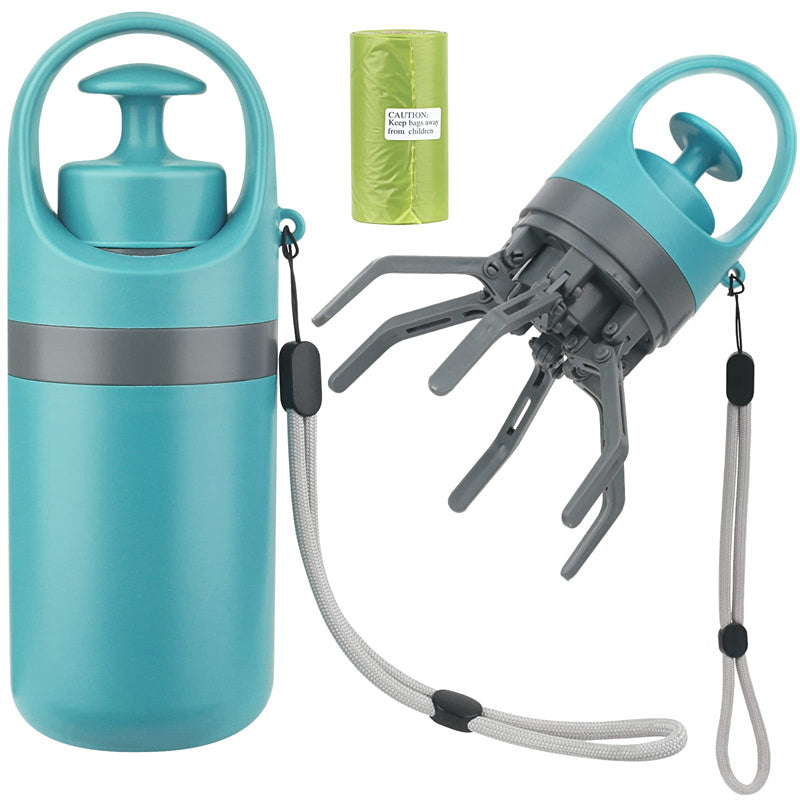 Portable Dog Pooper Scooper with Bag Dispenser and Eight Claw Shovel Design