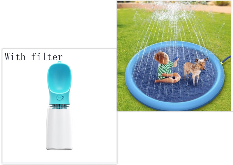 Non Slip Splash Pad for Kids and Dogs Outdoor Water Play Mat with Fountain Spray