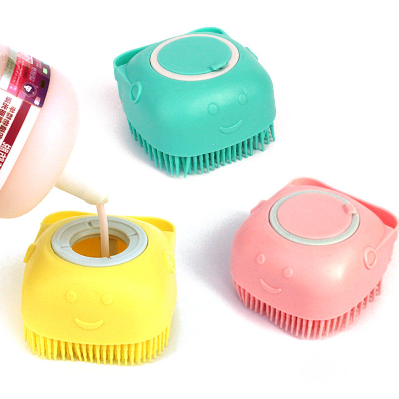 Silicone Pet Bath Massage Glove Brush for Dogs and Cats with Shampoo Dispenser